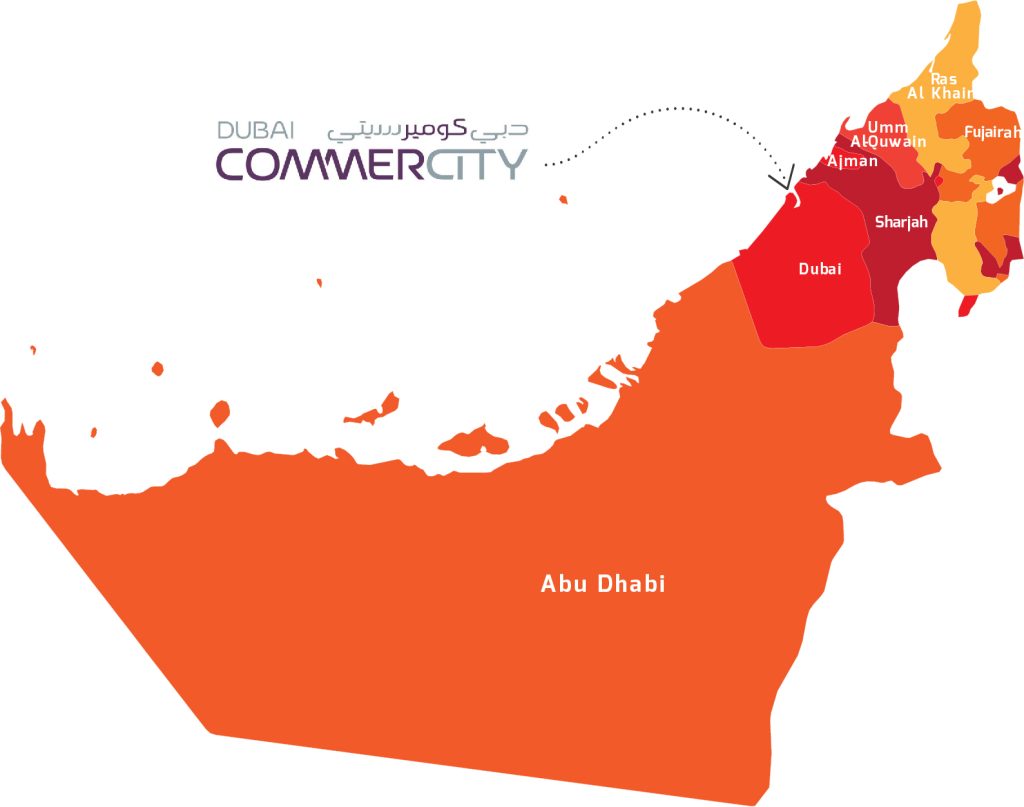 Dubai CommerCity map in UAE