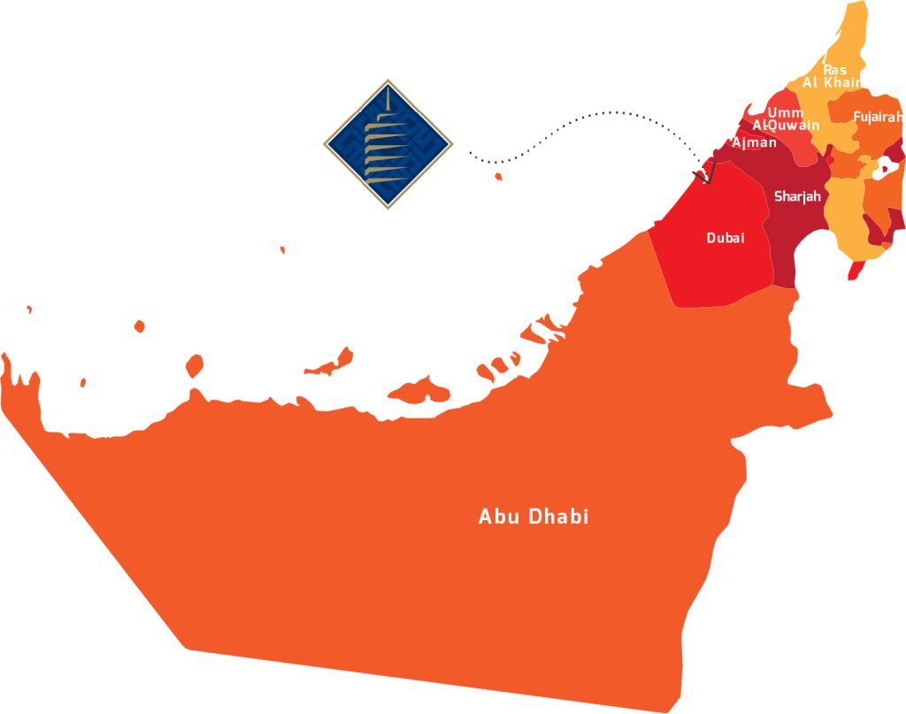 Map of the United Arab Emirates.