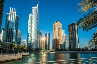 Skyline of modern city with waterfront