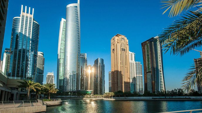 Skyline of modern city with waterfront