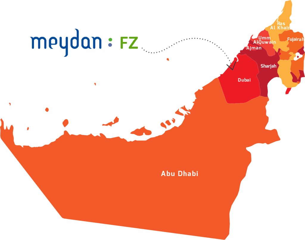 Meydan FZ map showing UAE regions Metabiz